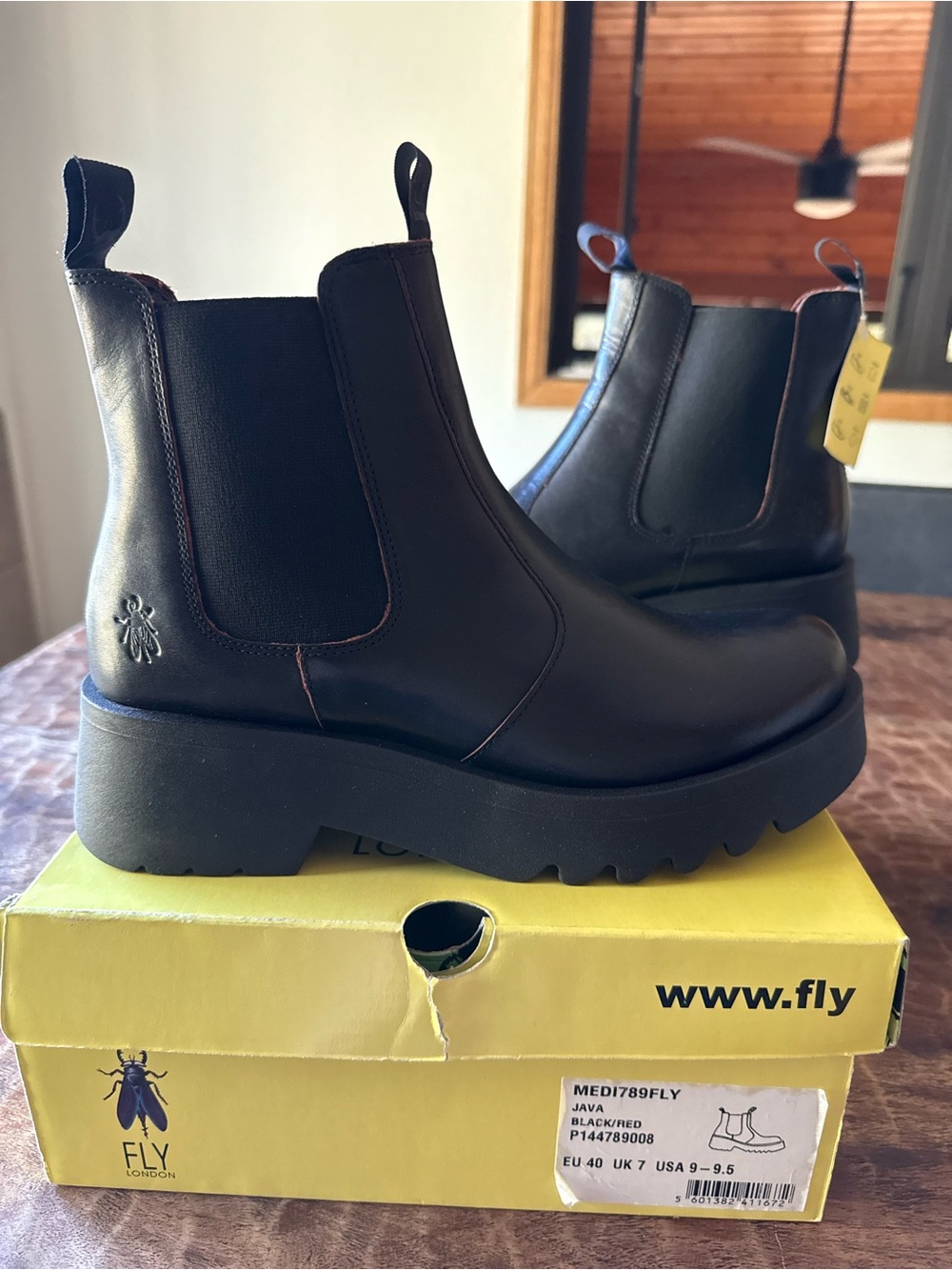 Fly London Women’s Black Leather Chelsea Lug Boots